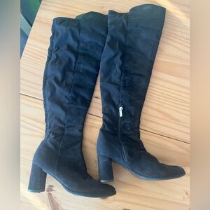 Marc Fisher Black Over the Knee Boots block heels 3’’ 7.5 wide calf friendly